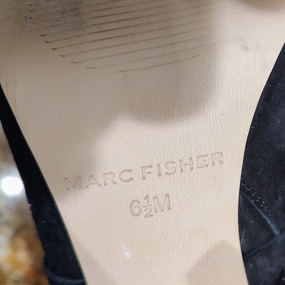 Women's Marc Fisher Frenchy black leather/ suede booties SZ 6.5M 3 3/4" heel PO - Picture 12 of 16